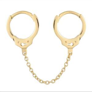 - New 925 Sterling Silver Pierced Handcuff Hoop Chain Earring